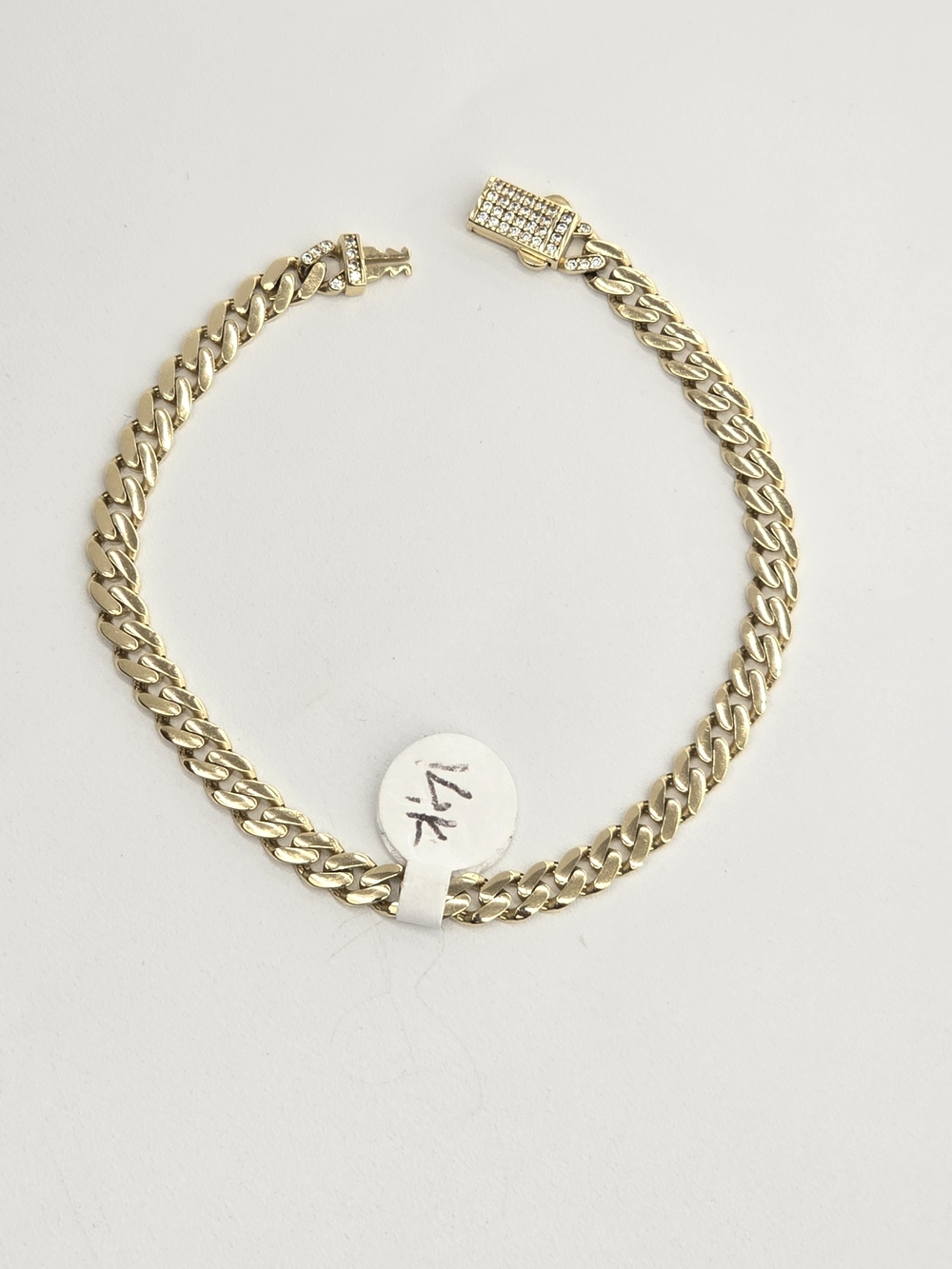 14k Real Gold Monaco Style Bracelet 4.8 Mm 7 Inches